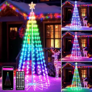 Christmas Tree  Lights, 8FT 340LED  Orange  Light with Remote Timer  Sync  App Controlled RGB Color Changing Lights for Christmas Halloween Decoration