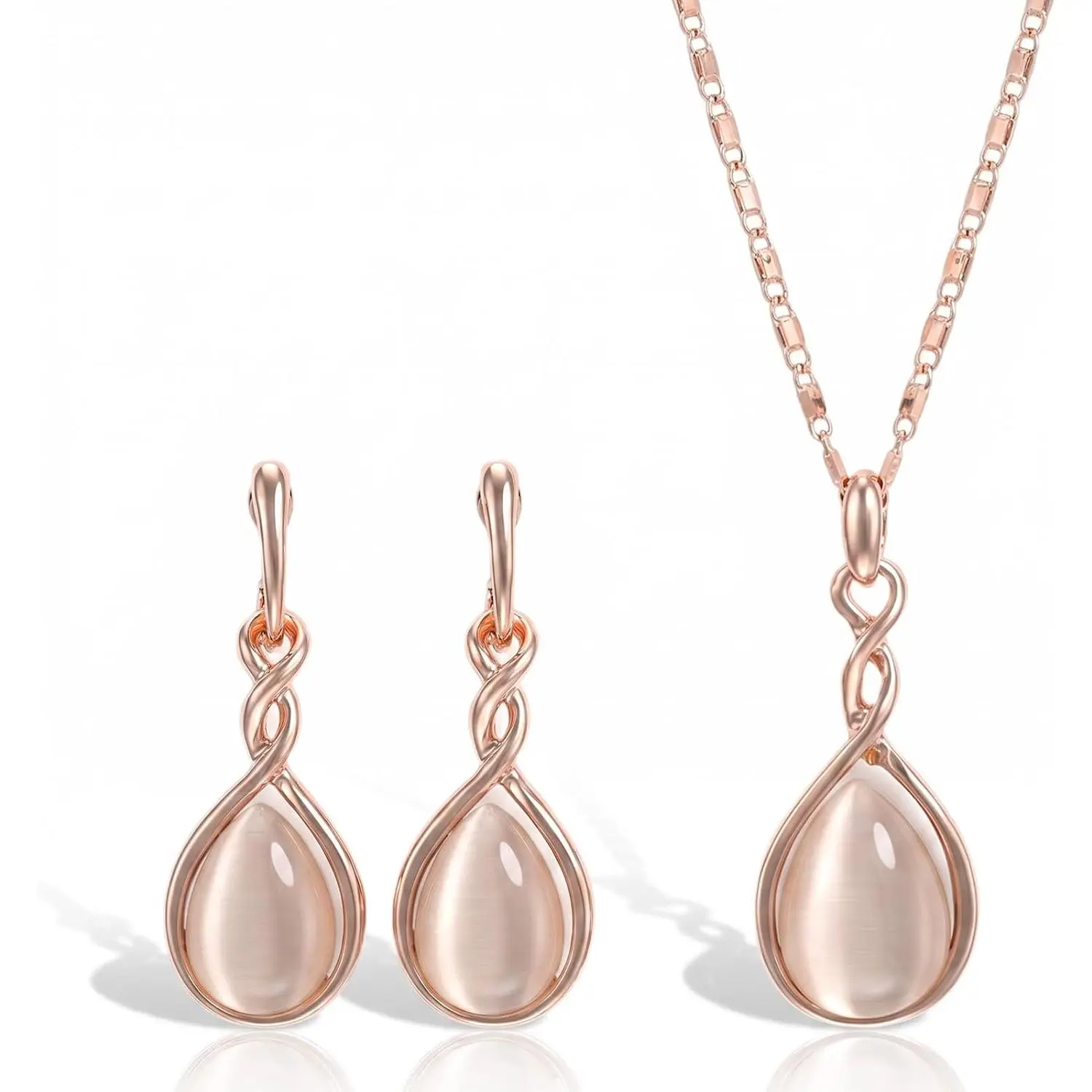 3 count   Sets for Women, -Toned  Eye Metal  Set | Opal Pendant Necklace and Earrings Set for Women with Teardrop Design, Wedding Birthday