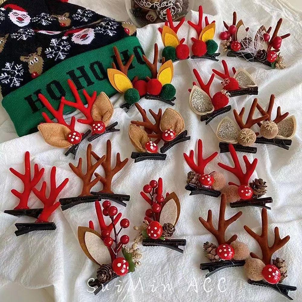 1 Pair Christmas Antler Hair Clips,Christmas Hair Decoration for Children,Deer Ear Headbands,Adult Headwear Hair Accessories