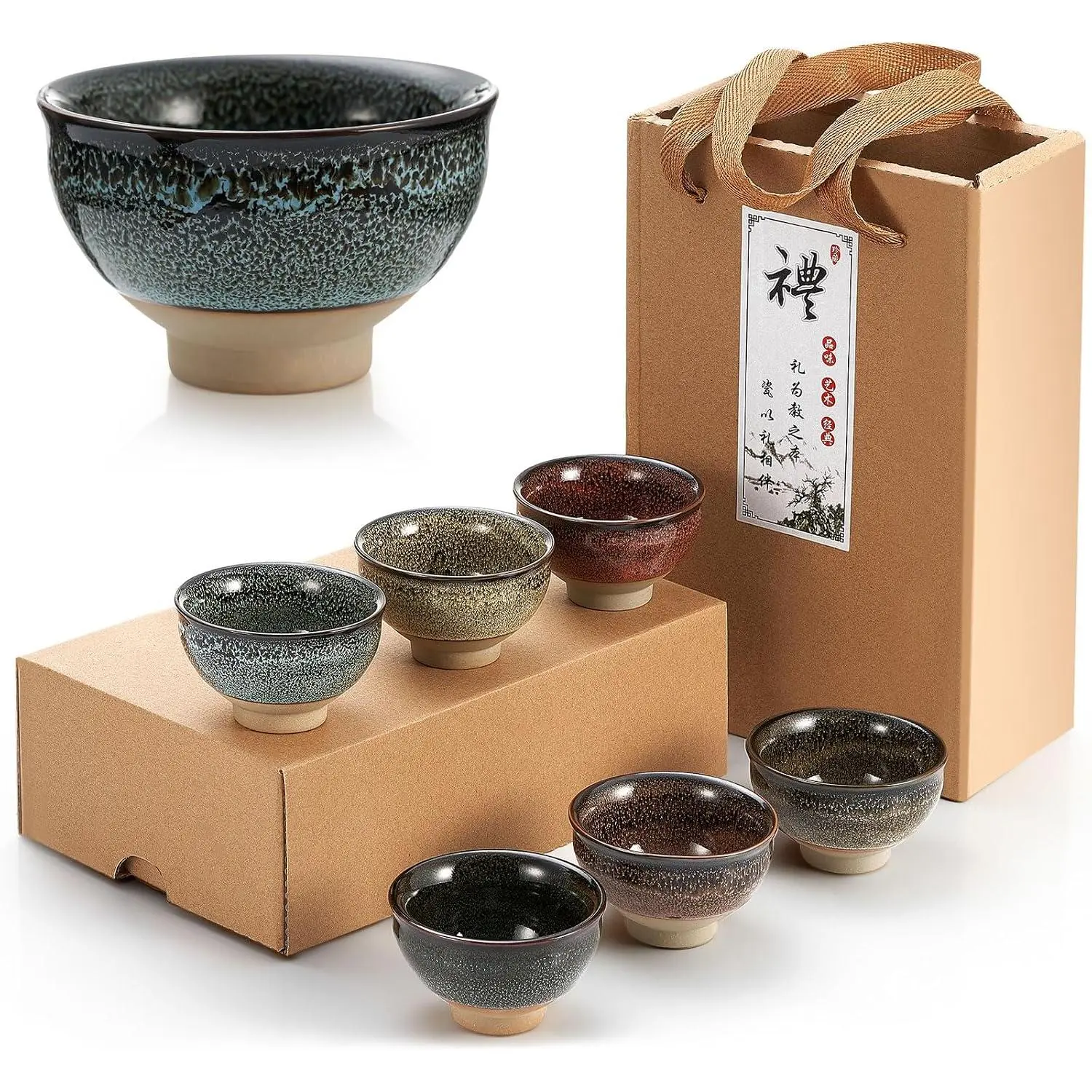 6 count Korean Soju Shot Glasses Sets Porcelain Cups Korean Ceramic Cups  Accessories Drinkware, Handcrafted Ceramic(Multicolor,Stylish )