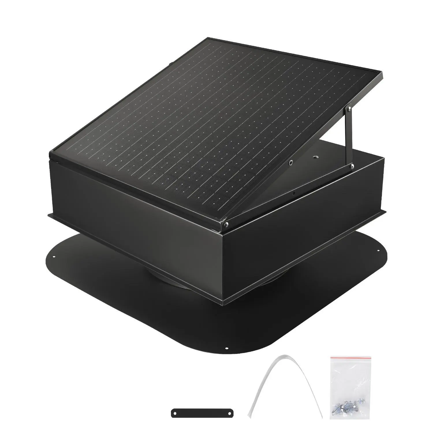 Roof Attic Exhaust Fan, 35W Smart Solar Roof Ventilation Fan Auto Temperature Control, 2400 CFM Airflow Built-in Brushless DC Motor for Cooling and Dehumidification, No Remote