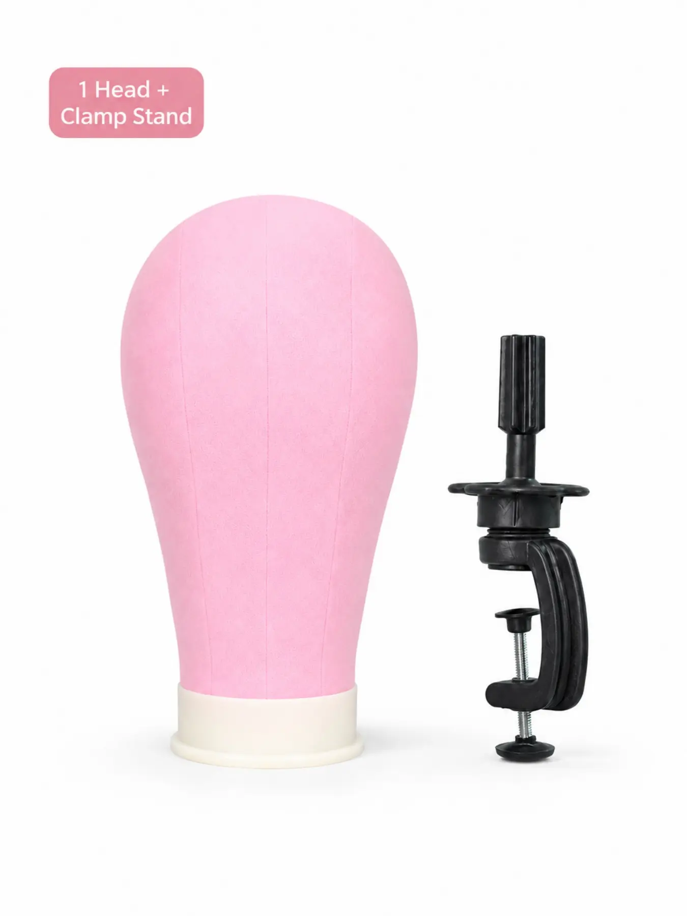 22# Wig Making Mannequin Head with Table Clamp Stand, 55cm Fabric-Covered Wig Head for Sewing, Styling, Display, Beauty School Practice