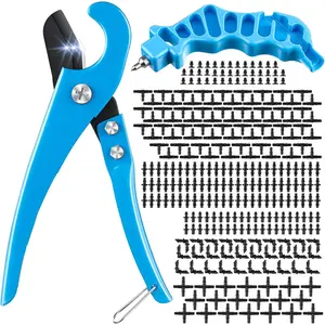 Drip Irrigation Tools Tubing Cutter with Plugs, 2 in 1 Drip Irrigate Parts Hole Punch for Easier 1/4 Inch PE Pipe Fitting Emitter Insertion (100 Irrigation Plugs)