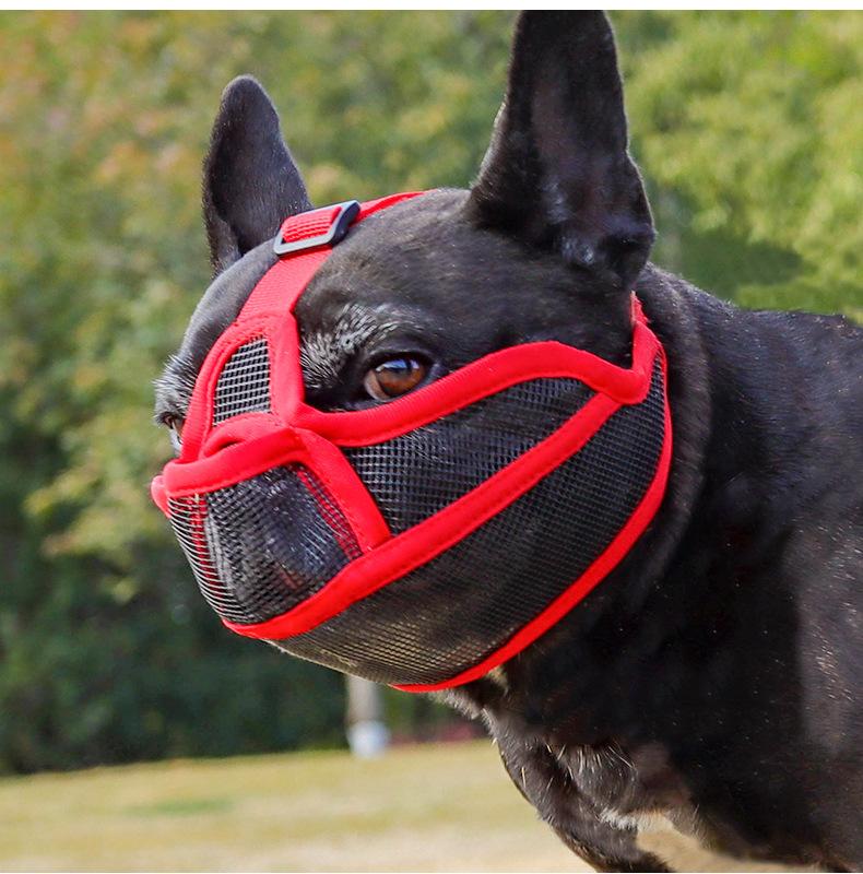 Dog Muzzle, Breathable Pitbull Muzzle, Adjustable Secure Fit, Prevents Biting & Accidental Eating, Perfect for French Bulldogs, American Bullies & Short-Snouted Breeds, Durable Mesh Dog Mouth Cover for Training, Walking & Grooming, Anti-Chew Dog Snout Gua