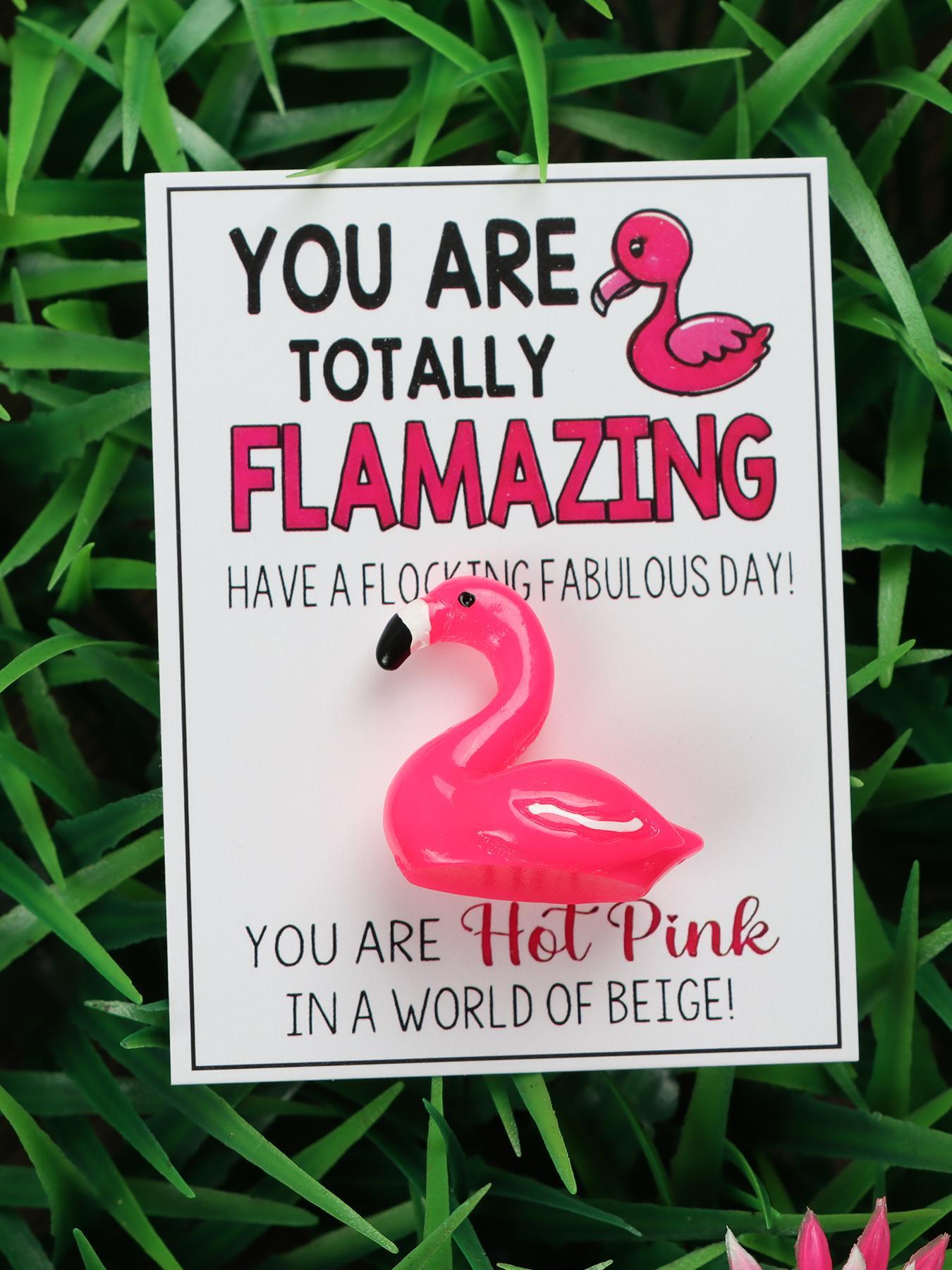 Charming Flamingo Design Pocket Hug Card, Greeting Card, Fun Party Cards, Fashion Accessories for Women & Girls, Ideal Inspirational Gift for Holidays & Parties