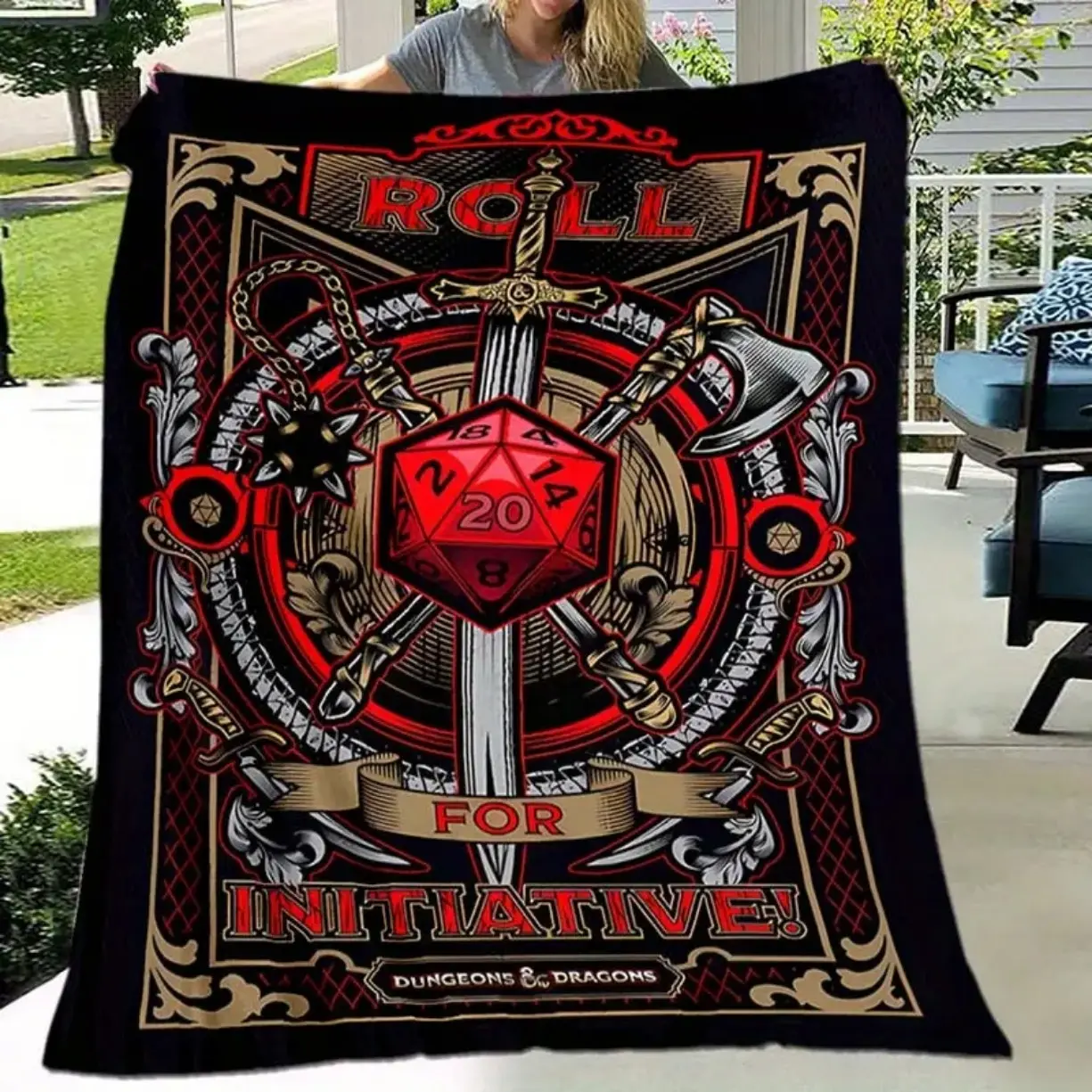 Dungeons & Dragons Flannel Blanket, Fantasy RPG Dice Throw, Super Soft Cozy Throw, Adult Flannel Blanket, Kids Flannel Blanket, Plush Sofa Bed Travel Gamer Gift