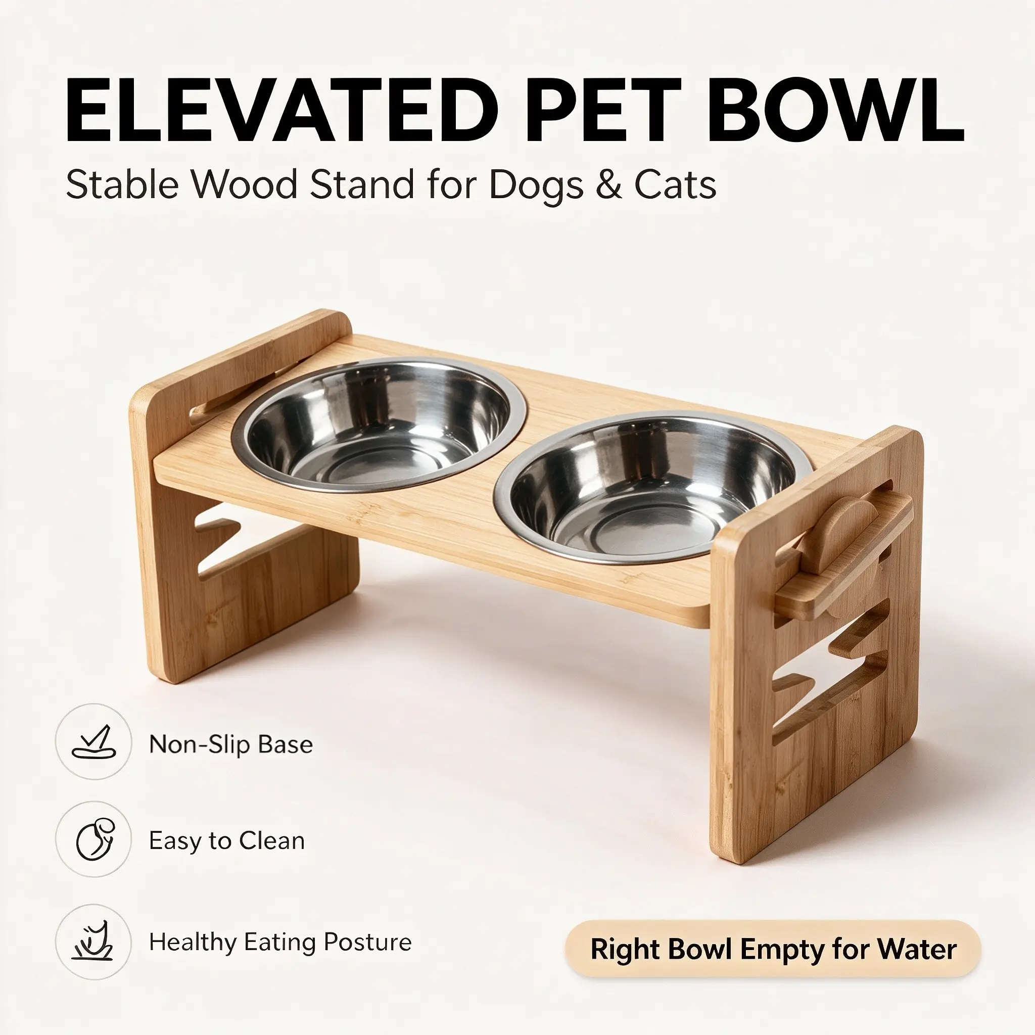 Adjustable Dog Bowl Stand with 2 Stainless Steel Bowls, 6 Height Options, Adjustable Heights, Suitable for Small, Medium, and Large Dogs, Pet Feeding Solution