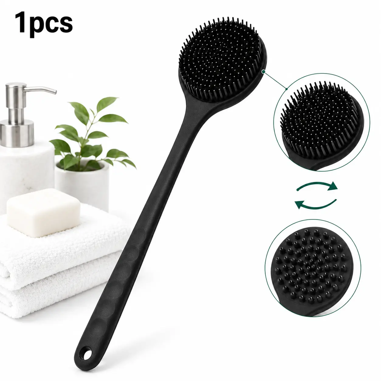 1 Pack Double-Sided Silicone Back Scrubber, Exfoliating Deep Cleansing Body Care Tool for Shower & Bath Tub