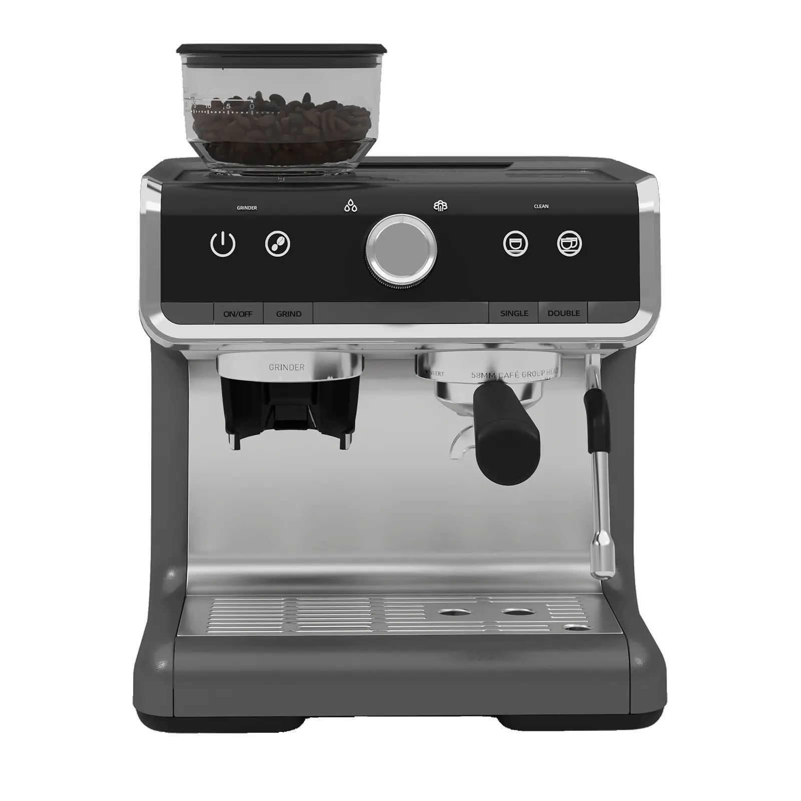 Semi-Automatic Espresso Machine with Grinder, 20 Bar, 1450W, 95oz Tank, Starry Grey and Silver