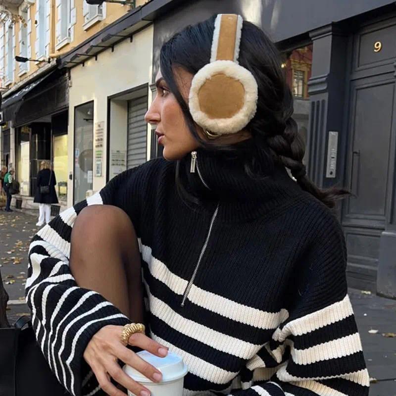 Wool Plush Earmuffs Ear Warmers Women New Khaki Fashion Sheepskin Fur Earmuffs For Winter Warm Headphones Muffs Woman Cover