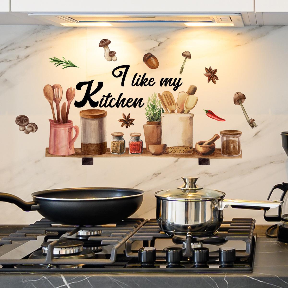 Kitchen Sticker Scene Kitchen Utensil Graphic Decorative Sticker, Wall Decal, 1 Set DIY ...