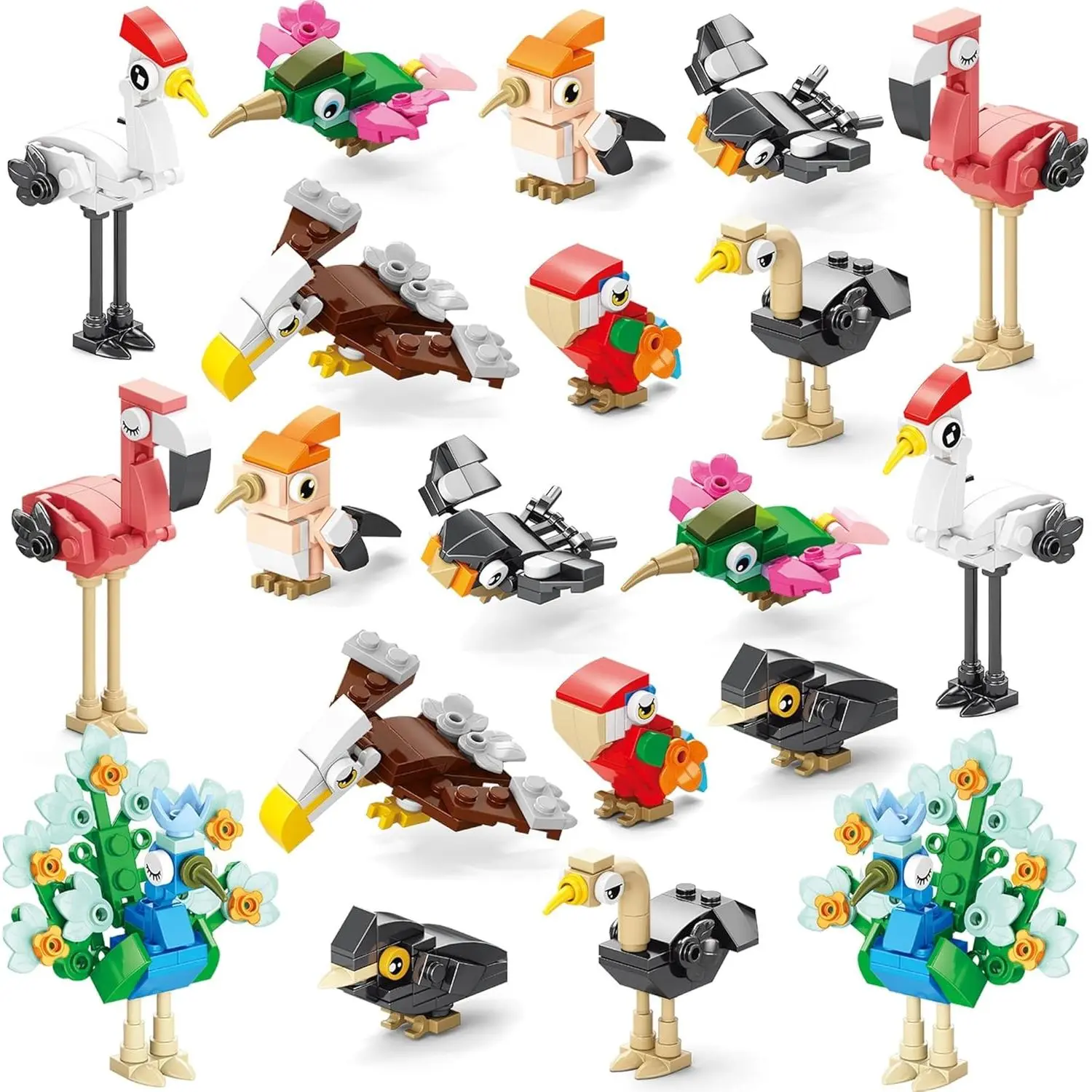 20 Packs Mini Animal Building Blocks Party Favors for Kids- Birds Building Blocks Sets for Classroom Prizes,Goodie Bags Stuffers,Gifts for Birthday Valentine's Day Easter Egg Fillersfidget toys