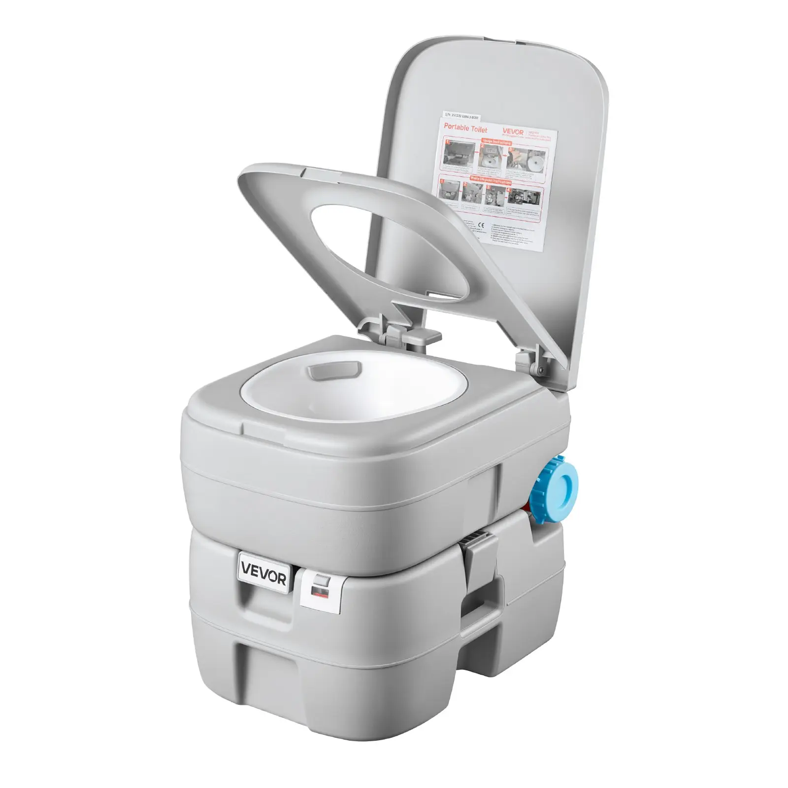 【Summerfinds】VEVOR Portable Toilet, 7.9 Gallon Detachable Waste Tank, 200 Flushes, Camping Toilet for Adults, Outdoor Travel Potty with Level Indicator, Suitable for RV Travel, Camping, Hiking, Boating and Trips