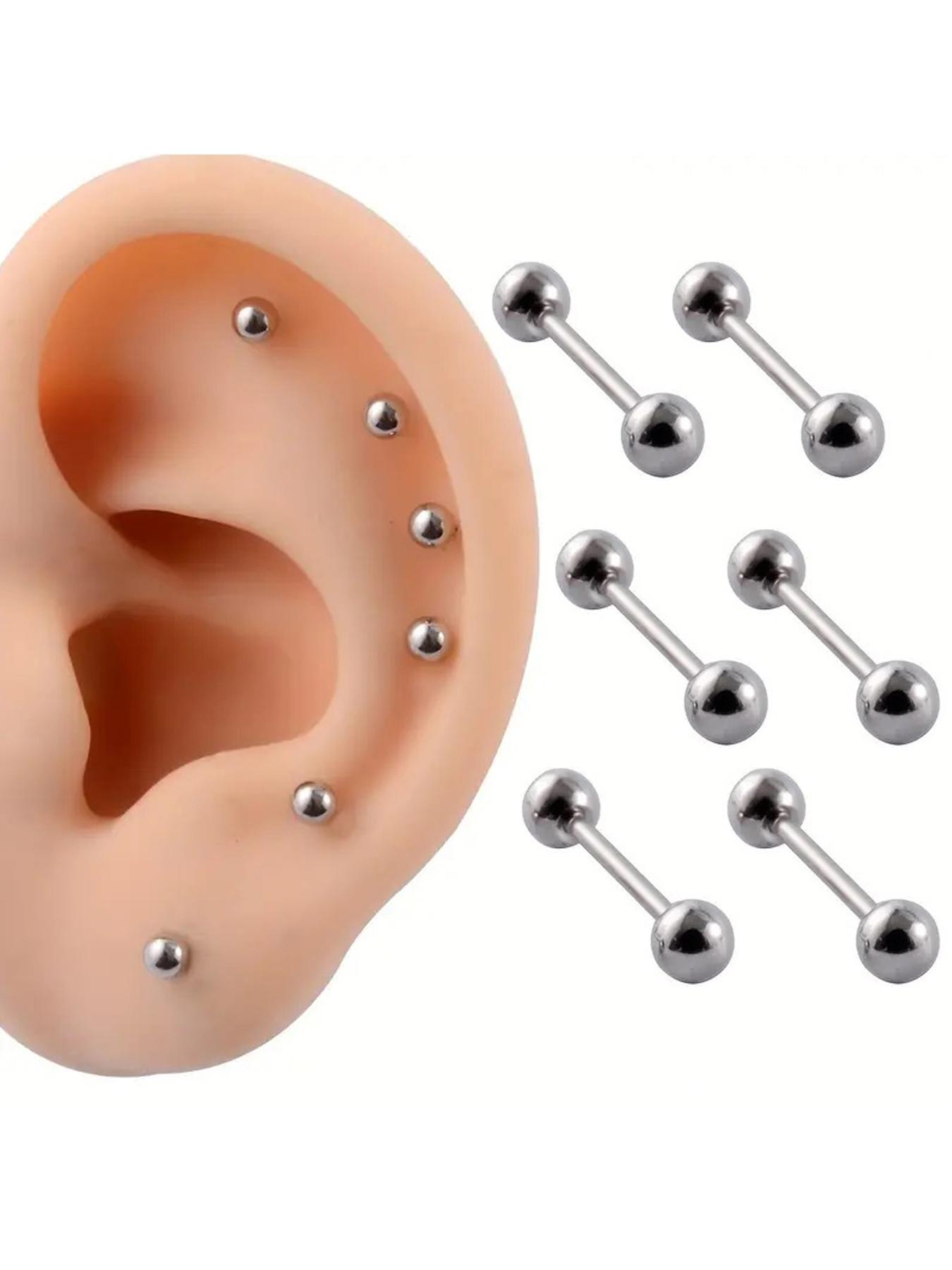 Stainless Steel Ear Ball Studs, 3 Pairs Simple Light Ball Decor Stud Earrings, Helix Earring, Fashion Jewelry for Party, Daily Clothing Decor for Girl, Birthday Gift