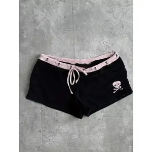 Y2K Summer Casual Fashion Black Skull Print Comfortable Skinny Super Short Pants Women'S Clothing