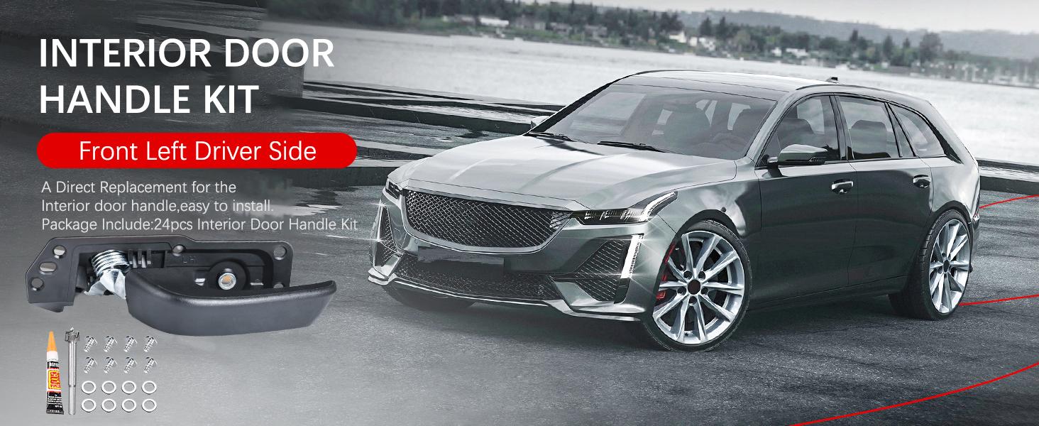 THE WELL KEPT Interior Door Handle Kit, Front Left Driver Side, For 2007-2014 Chevy Silverado, Avalanche, Suburban, Tahoe, Cadillac Escalade, GMC Sierra, Yukon, 20833606