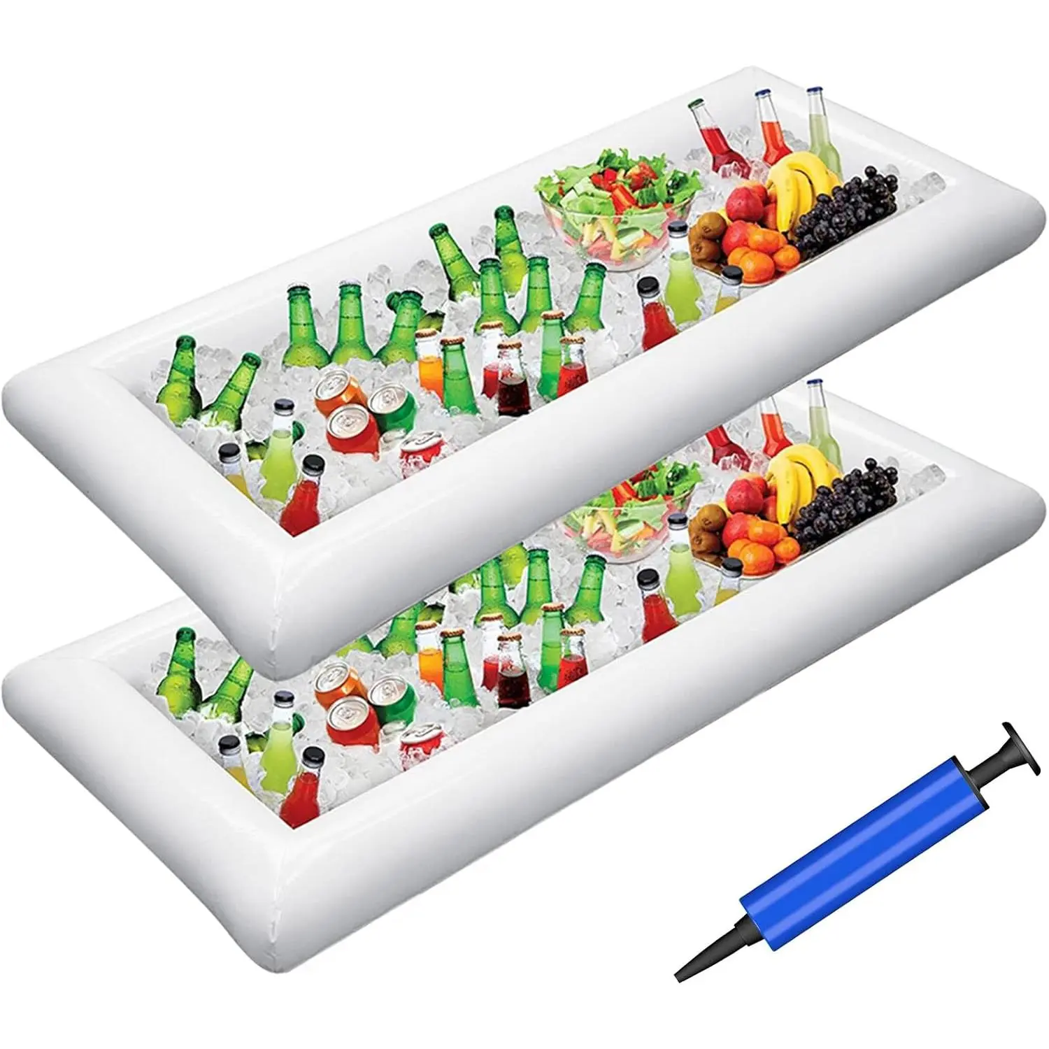 Inflatable Buffet Table with Drain Plug - Ice Cube Salad Tray, Food & Drink Rack, Refrigerated Container for Barbecue, Camping, Beach Weddings - Indoor & Outdoor Party Supplies