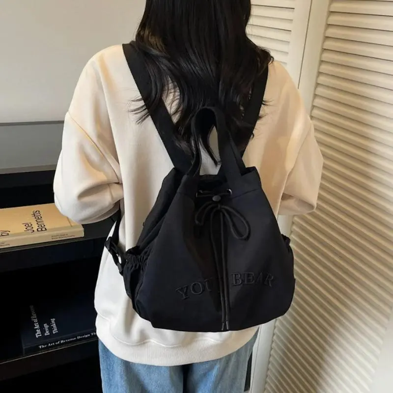 Korean Style Embroidery Backpack 2025 New Winter Vintage Coach Bag Simple Fashion Comfortable and Versatile Texture Bucket Bag