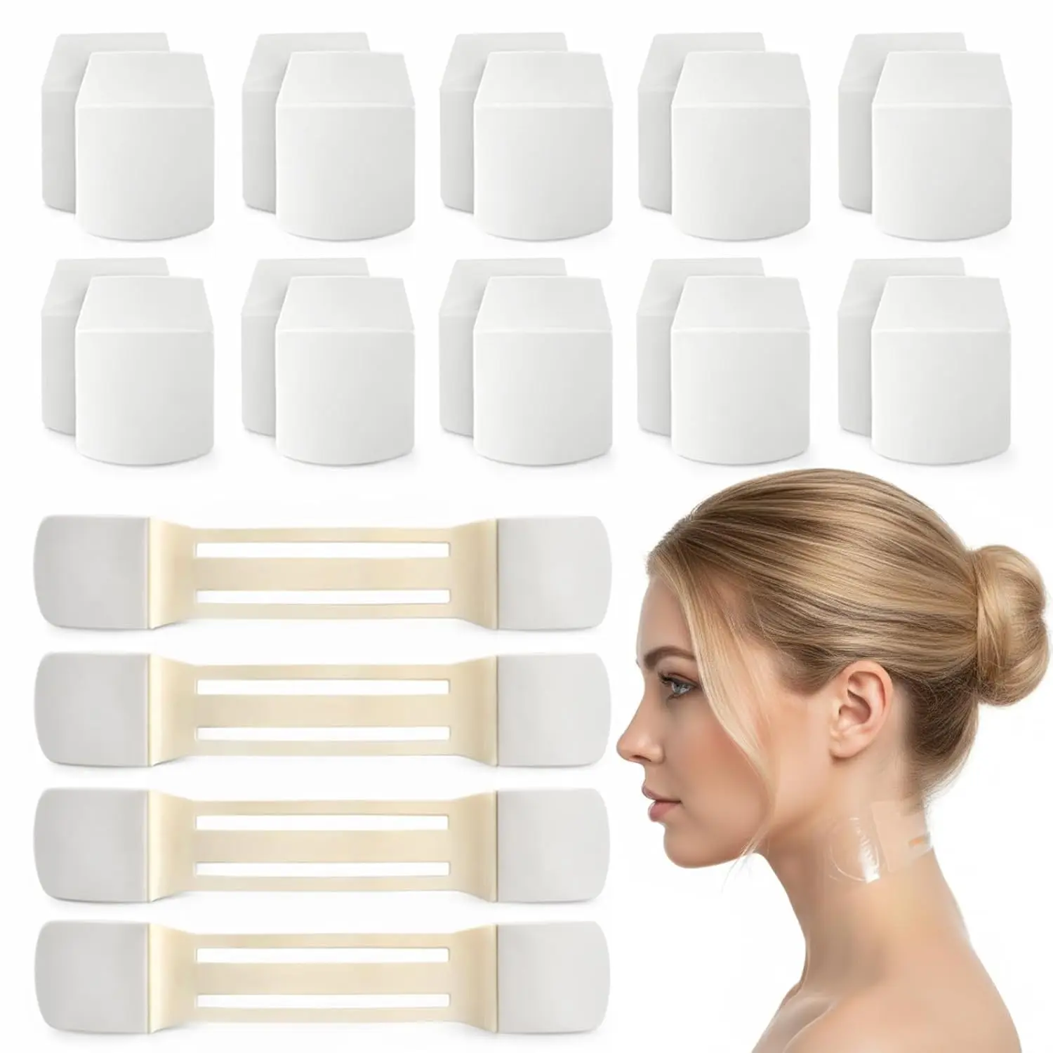 24pcs Neck Lift Tape Neck Tape Lifting Instant Lift for Sagging Skin Double Chin Reusable High Elastic Adhesive Lifting Strips Face Jaw Tapes for Improving Fine Lines Breathable