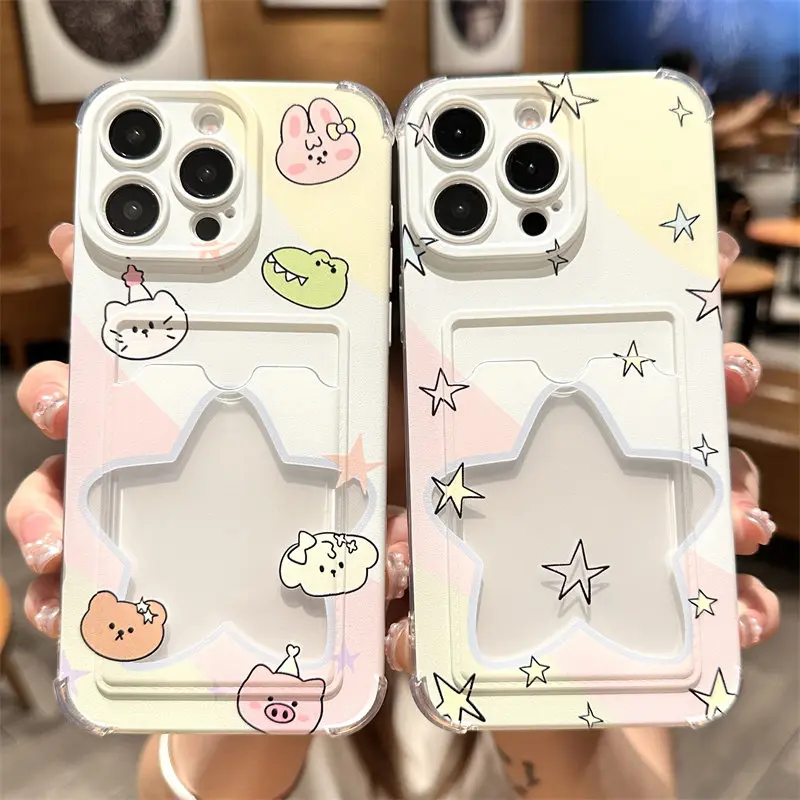 Cartoon Animal TPU Smartphone Casing - Exquisite Handheld Card Holder Phone Case with Device Protection, Compatible with iPhone 17,16,15,14,13,12,11,X,XS Max and Samsung Models