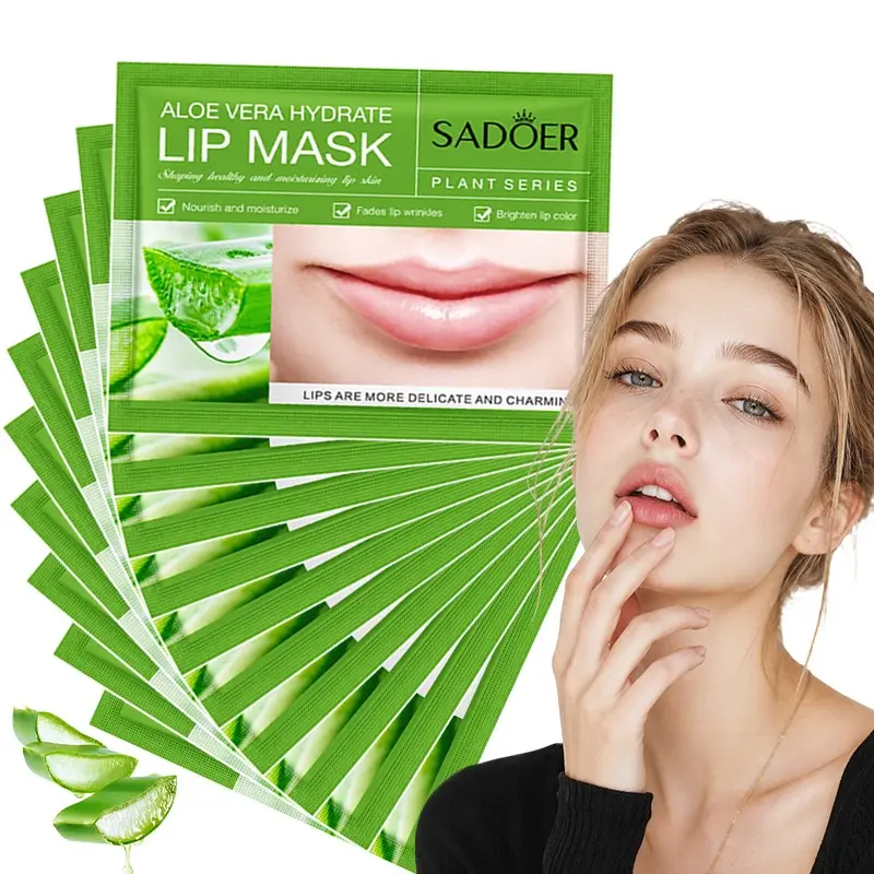 10pcs Aloe Vera Lip Mask Patches, Hydrating and Nourishing, Repairs Dry Cracked Lips, Softens Lip Lines, Unisex, 10 Pieces