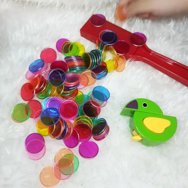 Kids Counting Chips Coin Toy Baby With Magnetic Stick Bingo Chips Set Counters Mix Color Chips Game Tokens Learning Teaching A