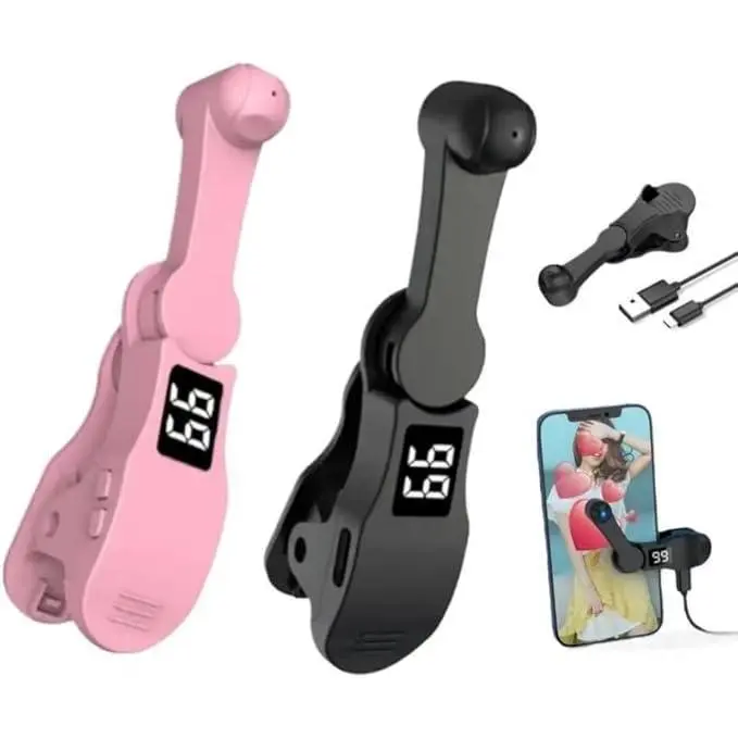 1 Pack-Black USB-Powered Auto Clicker Controllers (2-Pcs), Adjustable Clip-On Finger Screen Tappers for Android Smartphones, Portable Tech Accessories with Cable & Digital Tripod for Apps & Games (Party Bag Gift Home Supply)