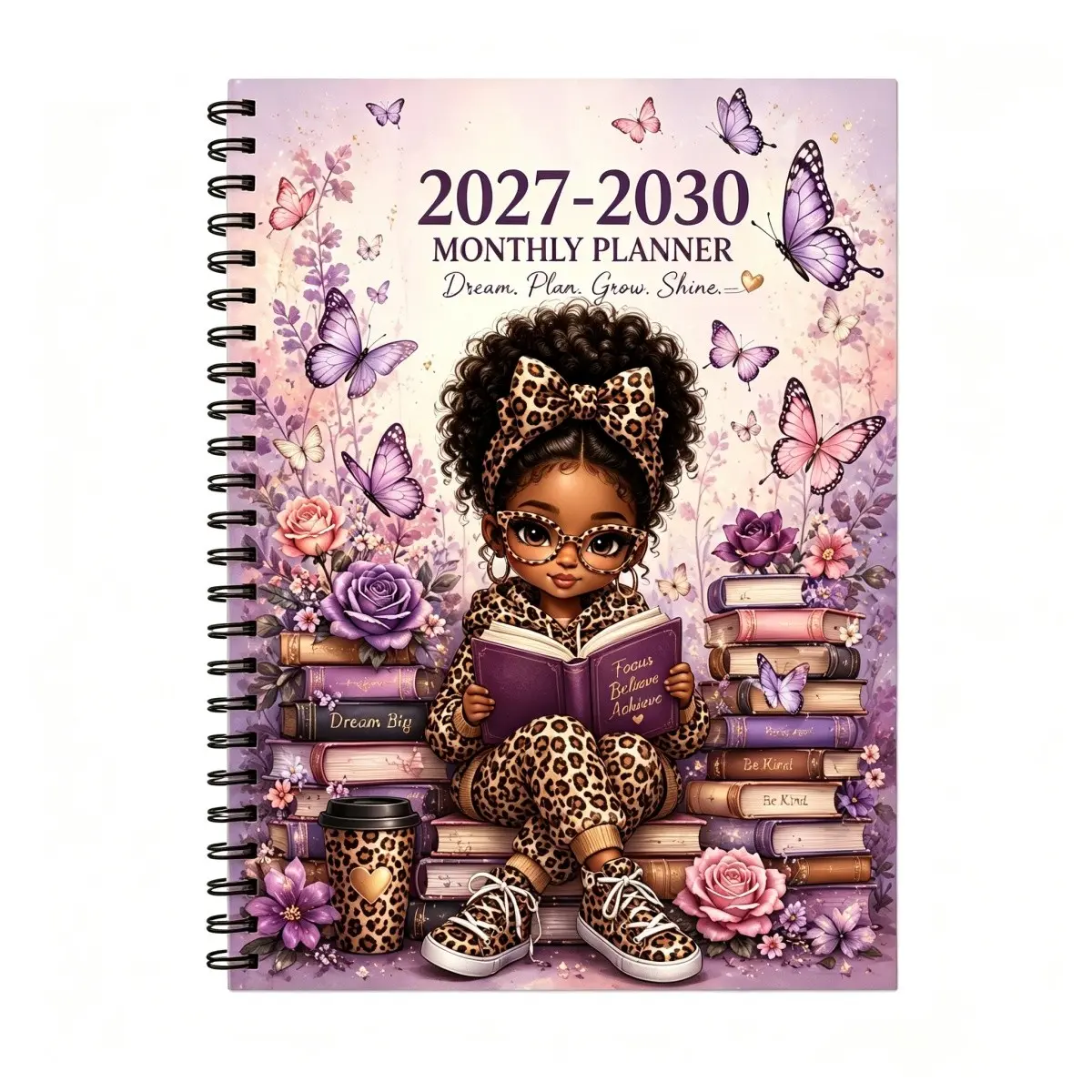 2027-2030 Four-Year Calendar Planner Notebook, Book Lover Theme Diary, Annual Calendar, Monthly Labels, 36 Pages, 5.5x8.3 Inches, Thick Paper, Perfect Gift