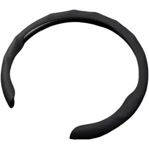 Car Steering Wheel Cover Quick Install Sporty Black Perforated Nappa Leather Steering Wheel Cover for All 14½ to 15 inches Car Sedan Coupe SUV Pickup 14.5 to 15