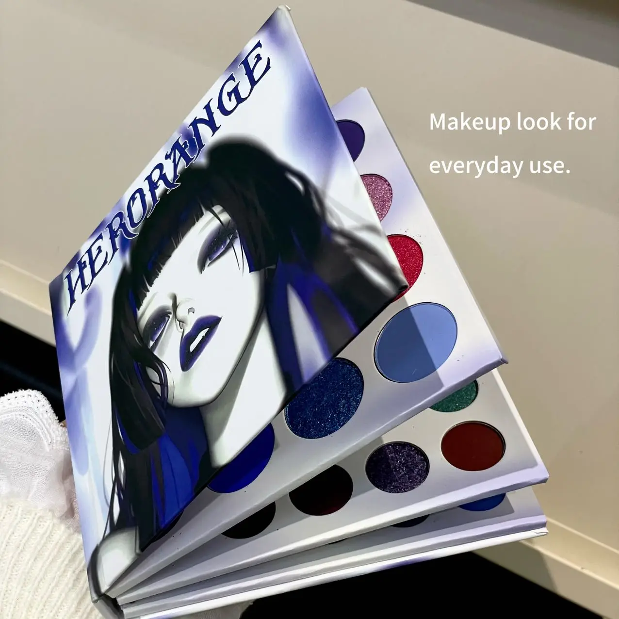 Gothic Eyeshadow Blush Palette Book, Matte Shimmer Purple Black Pigmented Eye Makeup Palette, Dark Grunge Punk Cosplay Halloween Eye Blush Makeup Kit for Goth Makeup Lovers