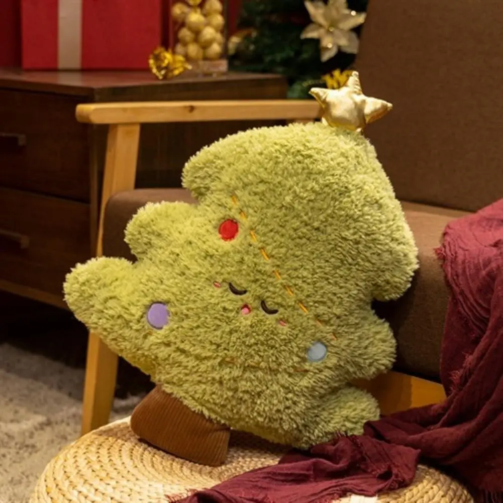 17.7 Inch Christmas Tree Pillow Creative Tree Shape Plush Stuffed Soft Throw Pillows Sofa Room Christmas Party Decor Pillow Ornaments for Christmas Decor