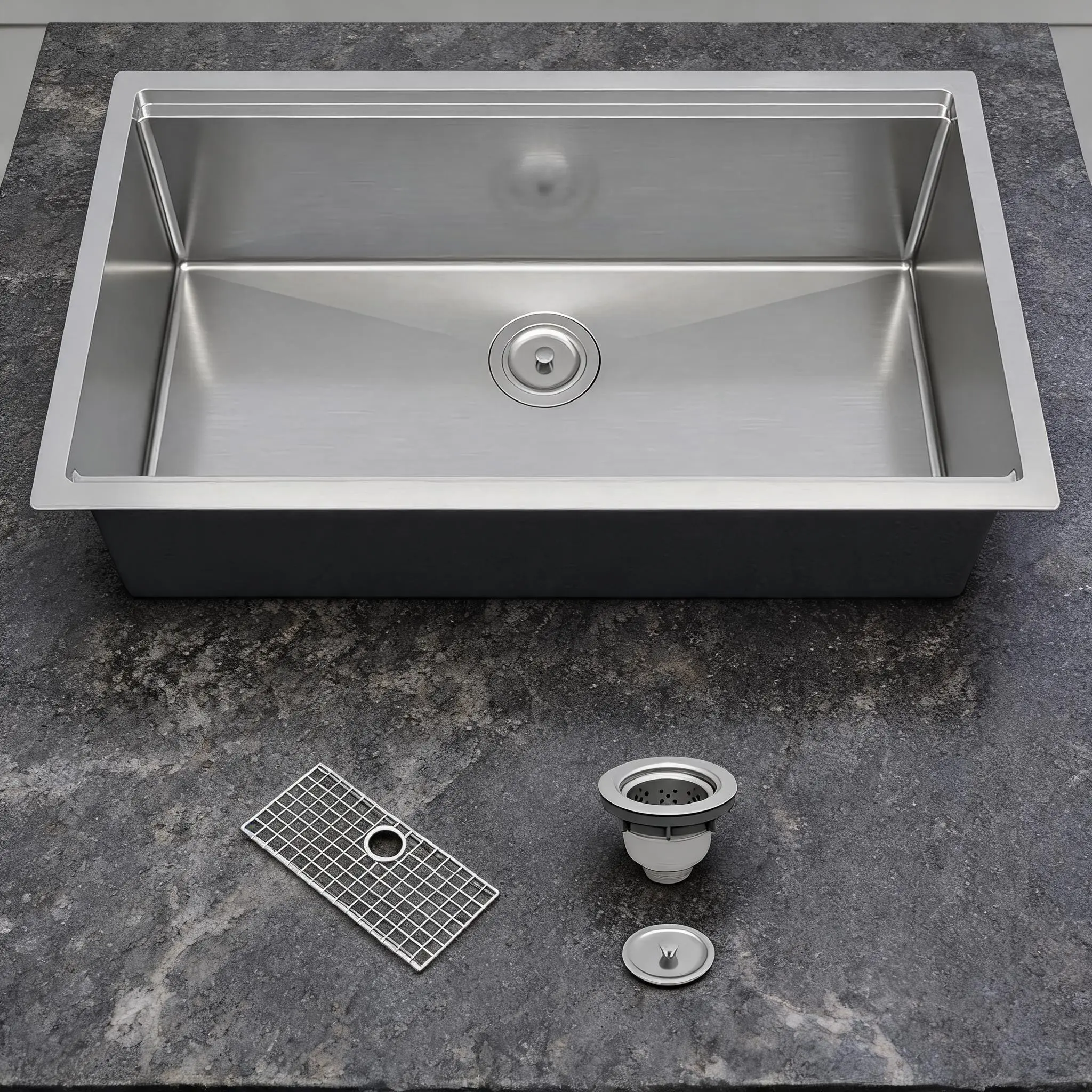 Stainless Steel Undermount Kitchen Sink, Drop in Single Bowl, 27 in l x 18 in w x 9 in Bar or Prep Kitchen Sink, with Basket Strainer, Drying Rack
