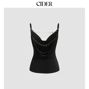 Cider Cowl Neck Backless Chain Detail Cami Top SummerWins Dealsforyou