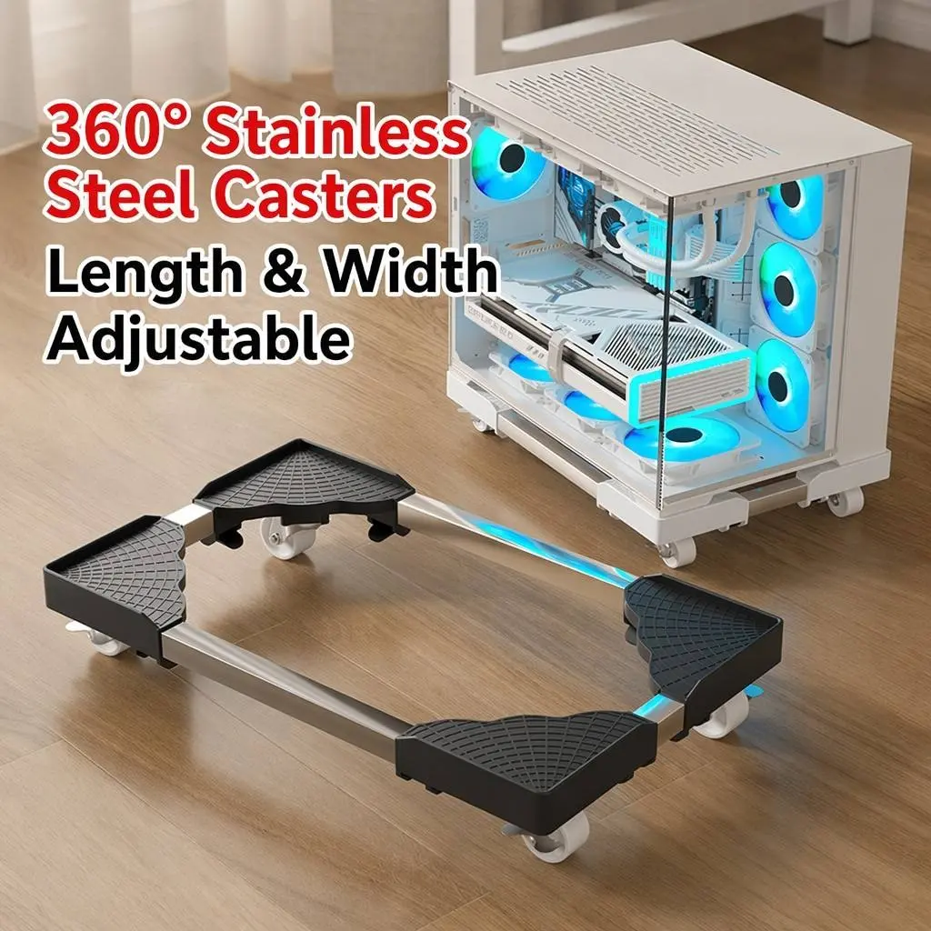 Adjustable Elevated Computer Tower Stand, Mobile Anti-Dust Floor PC Mount for Carpet & Hardwood