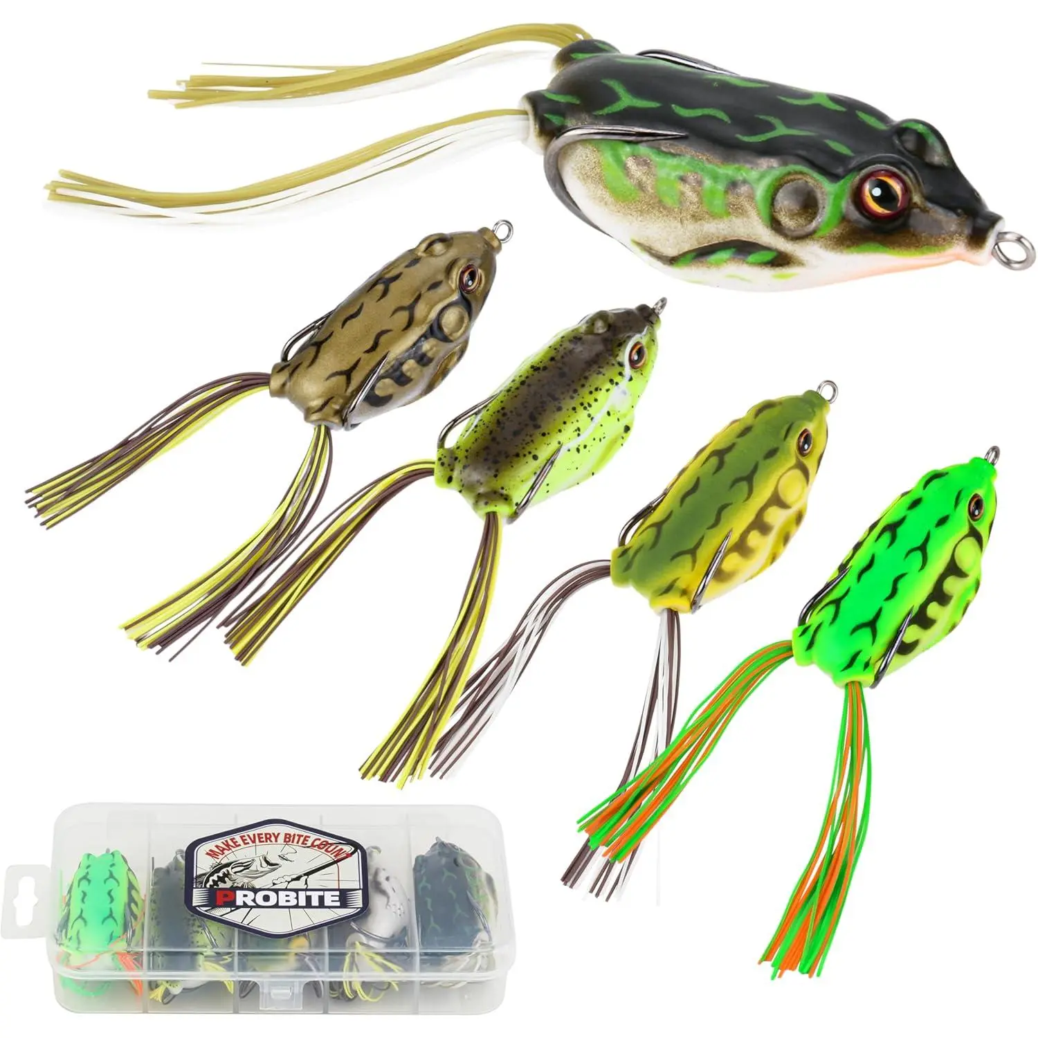 Soft Frog Lures, Topwater Frog Baits with Weedless Double Hooks, Realistic PVC Body for Bass, Pike & Snakehead, Freshwater & Saltwater Fishing