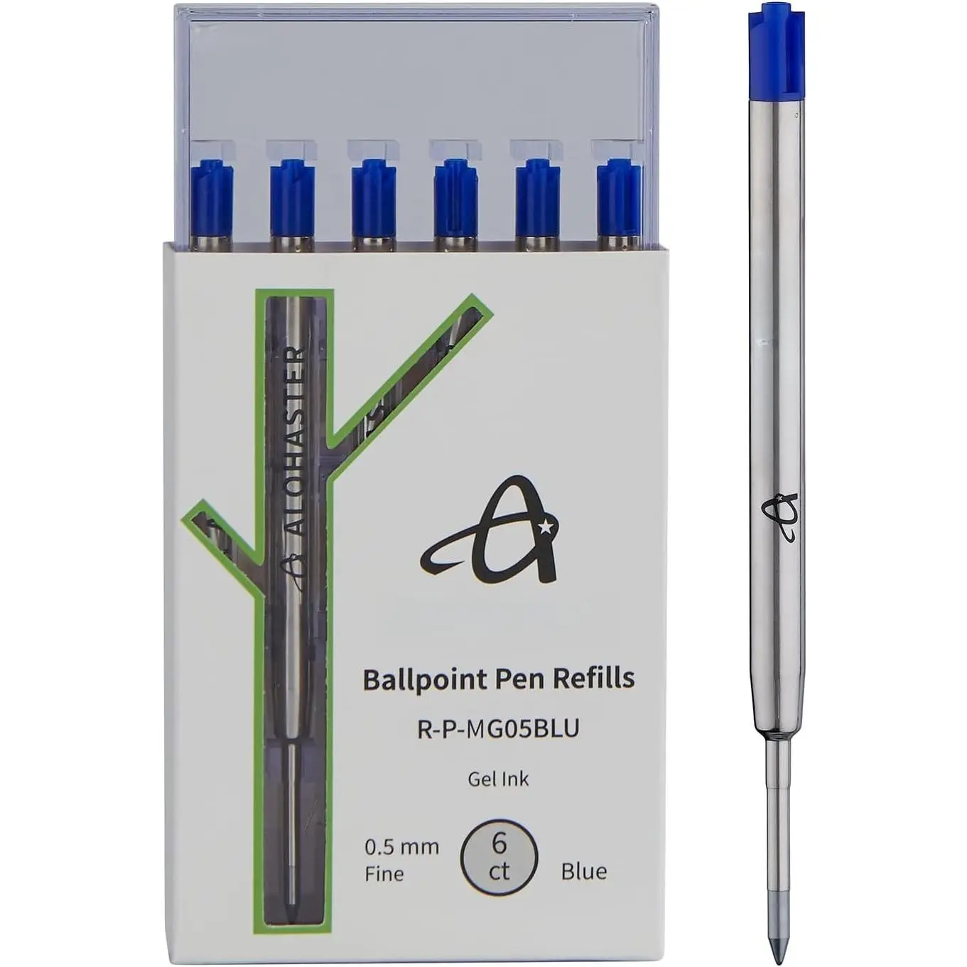 Refills, for Parker Ballpoint Pens, R-P-MG05BLU | 0.5 mm, Blue, 6 Count, Gel Ink