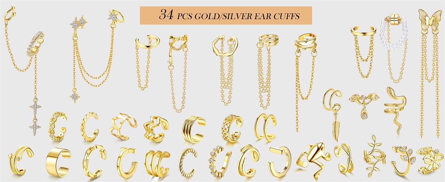 Florideco Ear Cuff Earrings Set for Women Adjustable Fake Earring Cuffs Non Piercing Earring Set Ear Jewelry Set