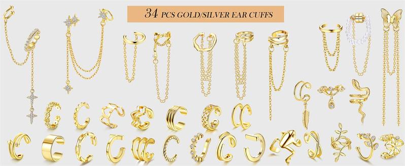 Florideco Ear Cuff Earrings Set for Women Adjustable Fake Earring Cuffs Non Piercing Earring Set Ear Jewelry Set