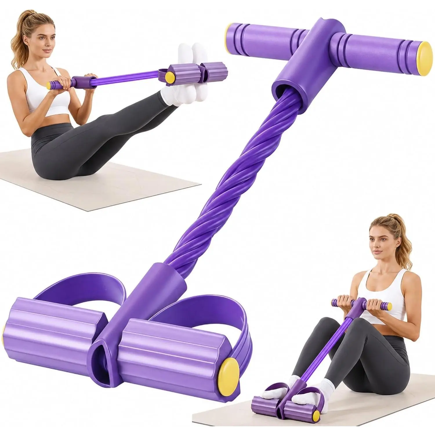 outdoors Upgraded Pedal Resistance Band with Handle, Soft Durable Fashion Puller Exercise with Thickened 6 Tension Ropes, Tube Pedal Resistance Device for Abdomen, Waist, Arm, Leg, Core/ABS