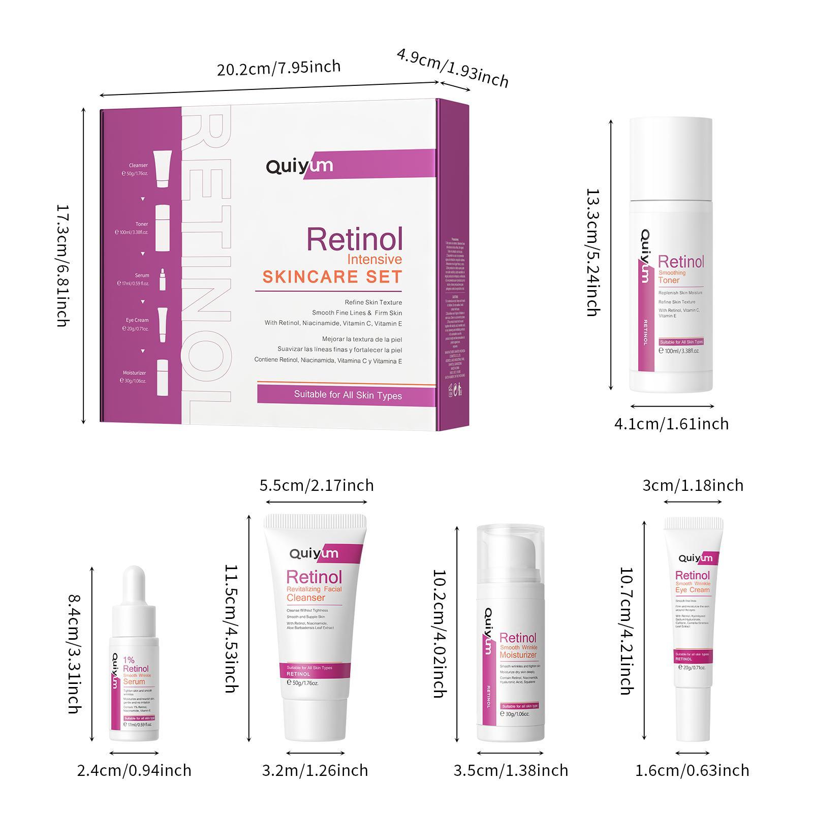 Retinol Skin Care Kit, Anti Aging Bundle, Facial Serums Set, 8 Counts/12/14pcs Facial Cleanser & Toner & Serum & Eye Cream & Face Cream, Moisturizing Skin Care Kit for Women #GLOBAL PICKS