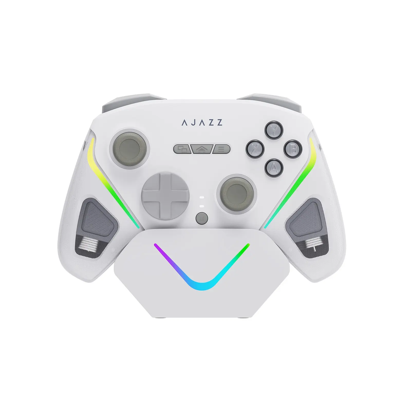 AJAZZ GP100 Wireless Esports Game Controller Intelligent Charging Base Set Double Cut Trigger Fully Mechanical Button Macro Programming Key 1kHz Return Rate RGB Tri Mode Esports Game Controller Compatible with PC/Switch/Android/IOS