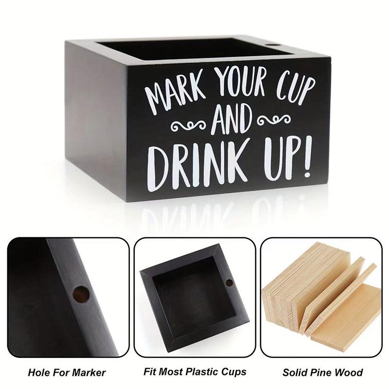 Wooden Coffee Cup Holder Storage Box, Square Table Organizer for Disposable Cups, Ideal for Cafes & Bars, Durable Design