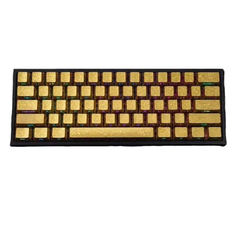Gold Carbon Fiber 2.0 Keycaps, side engraving, character backlighting, compatible with Ev63, Mai, Ace68, Night Demon, Made68 Atk, and Pathfinder X87
