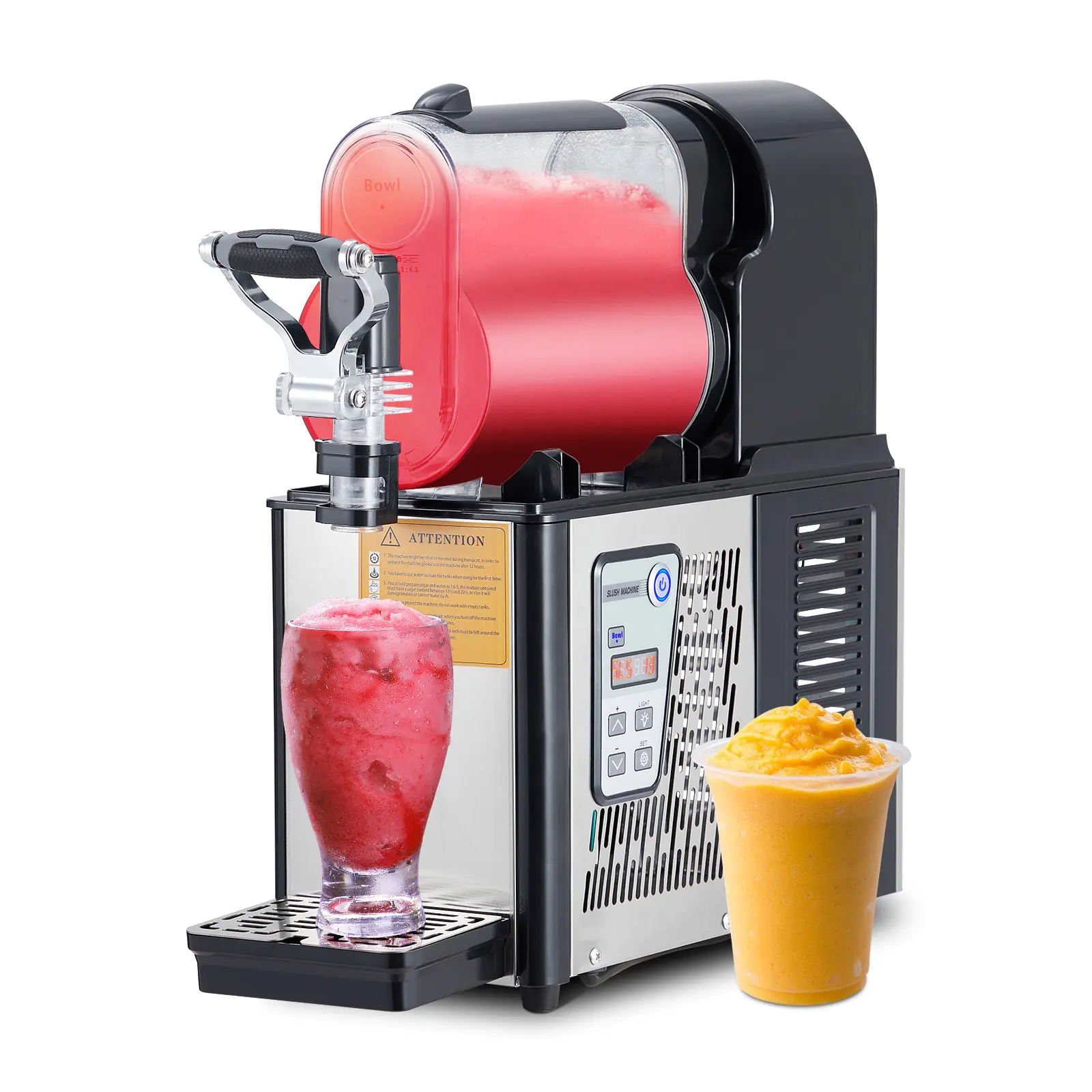 3L Slushy Beverage Container Stainless Steel Construction, Self-Clean Design Frozen Drink Maker for Household, Cafe and Restaurant Slush & Snow Cone Base
