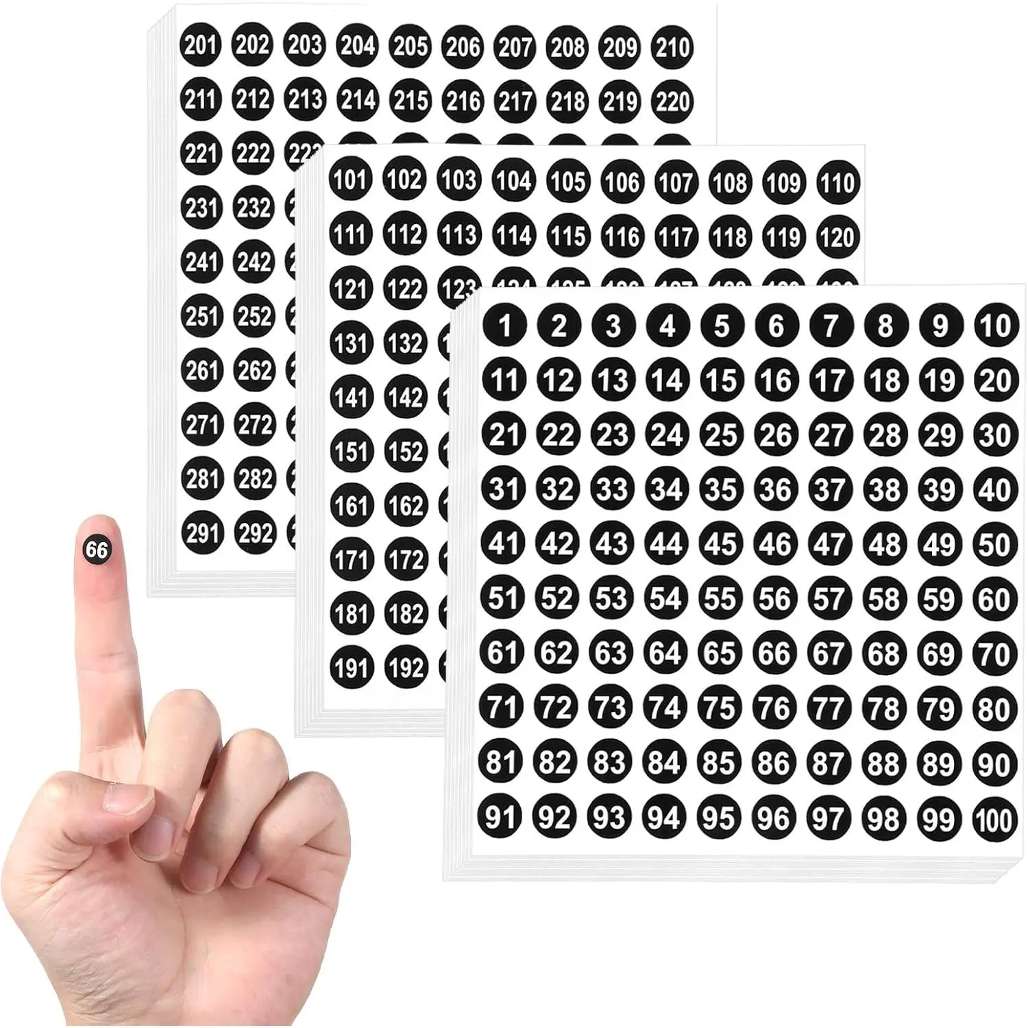 4500 count 1-300 Number Stickers, 15 Sets Consecutive Round Labels, 0.4 Inch Self-Adhesive Small Consecutive Number  Inventory Organizing Stickers for Indoor Outdoor Organizing, Boxes (Black)
