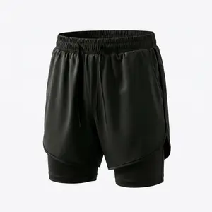 Men’s Anti-Chafing 2-in-1 Running Shorts, Quick Dry Breathable Workout Shorts with Inner Liner for Fitness, Training and Daily Casual