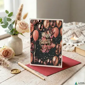 1pc Multi-functional Birthday Greeting Card and Gift Card Vintage Pink Balloon Print Suitable for Friends Family Holiday Gifting Daily Use All Season