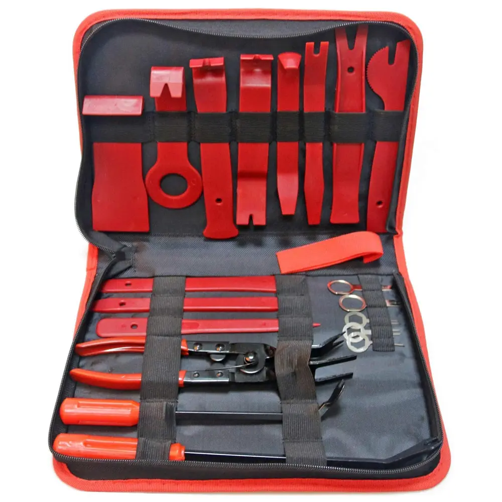 19pcs Portable Auto Trim Removal & Repair Tool Set - Car Panel Clip Remover Pliers, Fastener Remover, Pry Tool for Automotive Radio Stereo Dash, Car Repair Gadgets, Tools