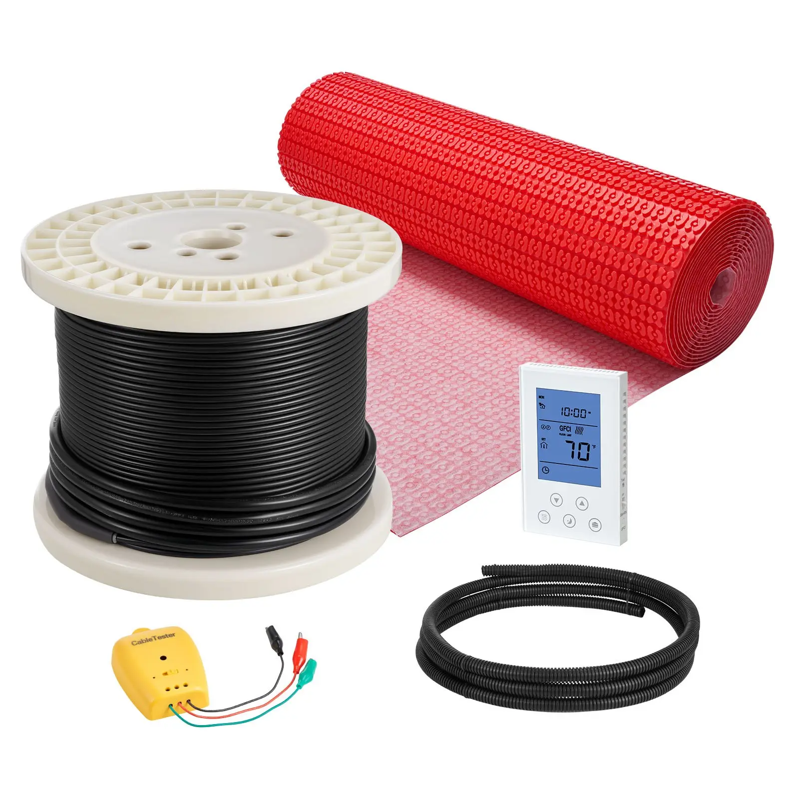 100 sqft Floor Heating Mat System, 120V Electric Radiant Heated Floor System, with Decoupling Membrane Smart Control Thermostat Alarm, Easy Installation for Tile, Stone, Vinyl
