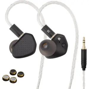 Klean Hi-Fi in Ear , Wired Gaming Earbuds, 10mm DLC Diaphragm Dynamic Driver, Wired Earphones, Interchangeable Tuning Nozzles, HiFi IEM for Audiophile, Musician & Gaming(Black, 3.5mm)